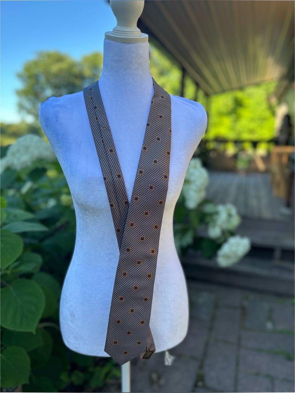 Robert Talbott Silk Best of Class Brown-Gray Tie with Blue Square Accents